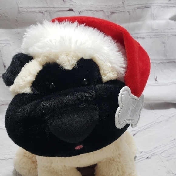 Aurora Mastiff Dog Plush 9-inch Stuffed Animal Christmas Santa Hat Year 2018 Tan - Picture 7 of 8